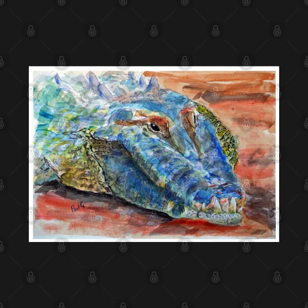 Chinaman Creek Crocodile - Watercolour by pops