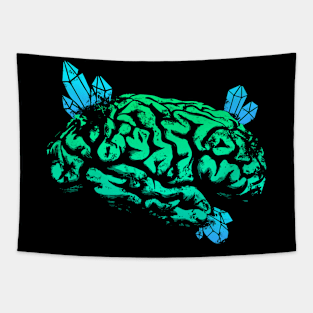 Crystals Brain - Green and Blue Tapestry