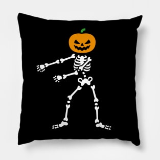 Pumpkin Head Skeleton FLOSS Dance Halloween Pillow