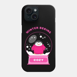 Winter Begins Cozy Penguin (Pink) Phone Case