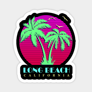 Long Beach California Palm Trees Sunset Magnet