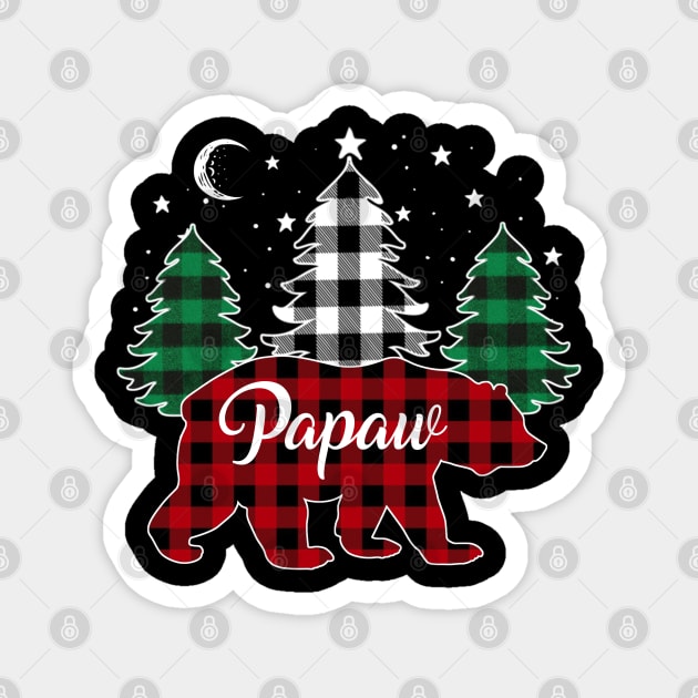 Papaw Bear Buffalo Red Plaid Matching Family Christmas Magnet by Marang