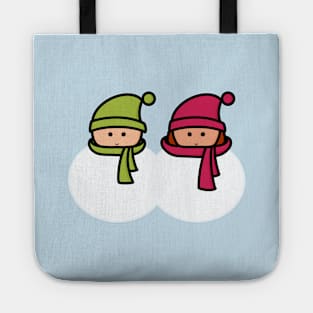 Snowman and snowwoman couple Tote