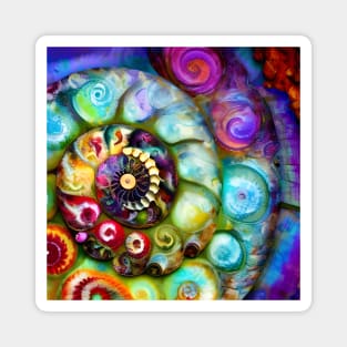 Abstract Nautilus Ammonite Spiral Art Magnet