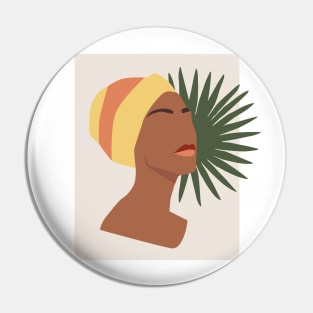 Black Woman Palm Leaf Pin