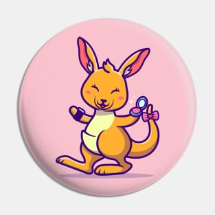 Cute Kangaroo With Make Up Cartoon Pin