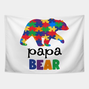 Puzzle Papa Bear Autism Awareness Gift for Birthday, Mother's Day, Thanksgiving, Christmas Tapestry