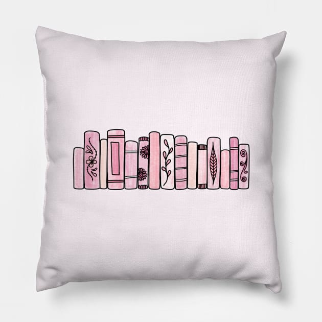 Pink Pastel Books Pillow by Tilila