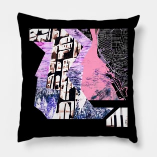 black map in global urban street city art wallpaper collage Pillow