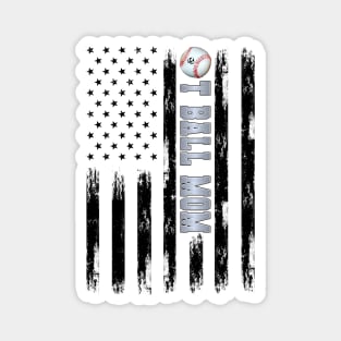 T-BALL MOM BLACK AMERICAN FLAG SILVER Magnet