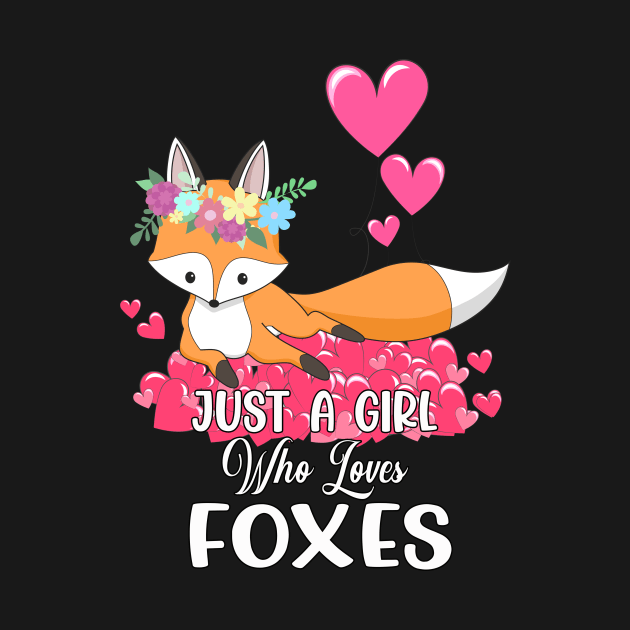 Just a Girl Who Loves Foxes Pink Cute Heart and Fox by Xonmau