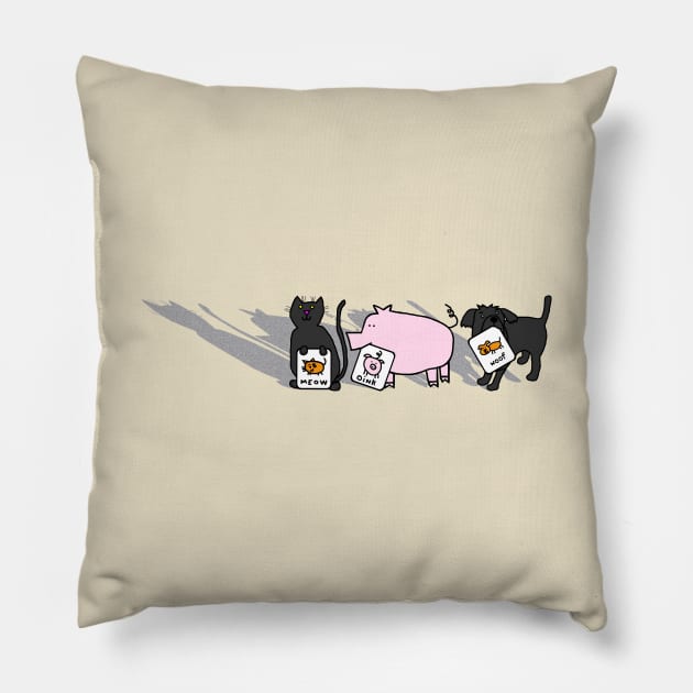 Cute Animals go to Art Club Pillow by ellenhenryart