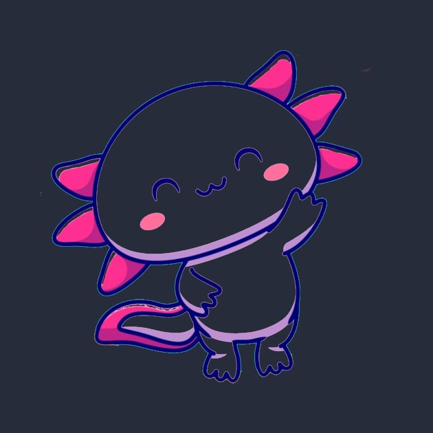 Smiling Axolotl Design T-shirt Hoodies by MinimalSpace