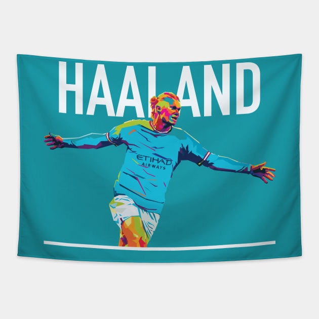 Erling Haaland In Wpap Pop Art Tapestry by Hanafi