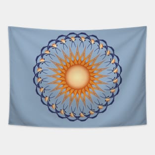 Sun with Moons Celestial Mandala Minimalist Art Tapestry