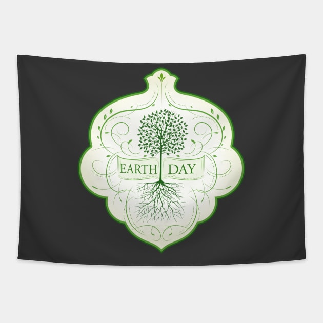 Earth Day Tree Badge Tapestry by SWON Design