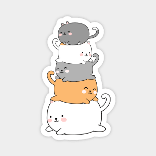 Fat Cat Stack Funny Magnet