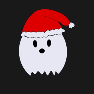 Creepy Cute Christmas Ghost in a Holiday Santa Hat T-Shirt