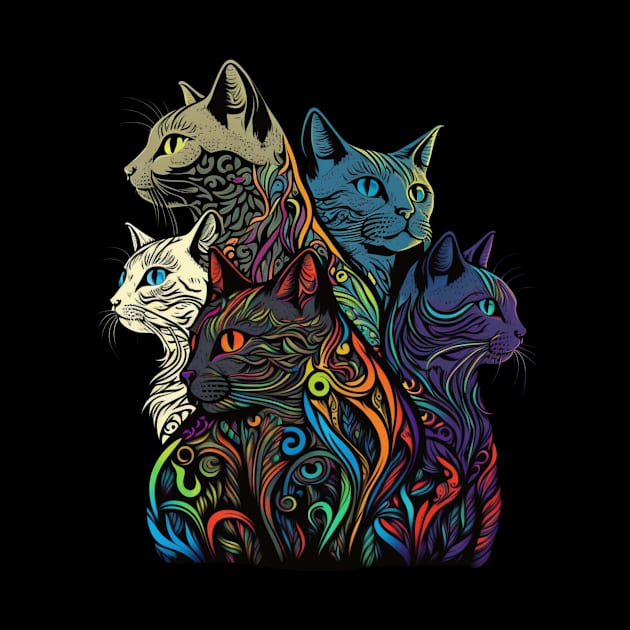 Cat Colorful Pattern Design by Chey Creates Clothes
