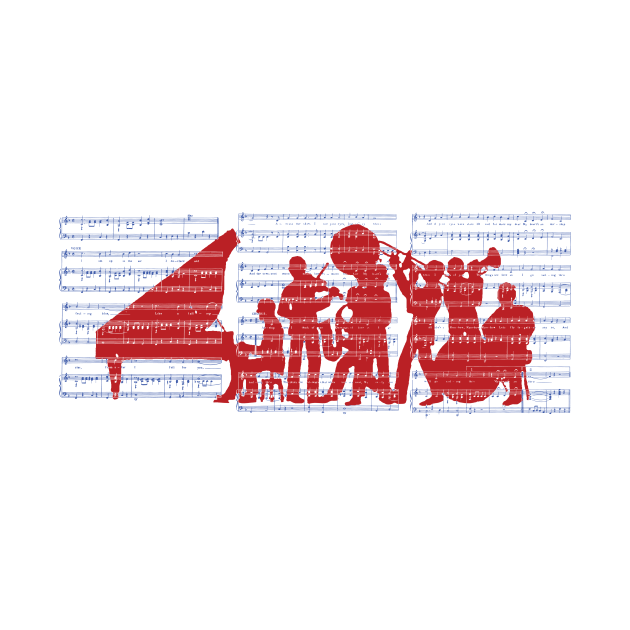 Silhouette de Jazz Red White and Blue Version by pelagio