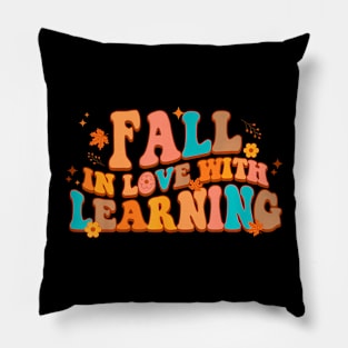 Fall In Love With Learning Fall Teacher Thanksgiving Groovy Pillow