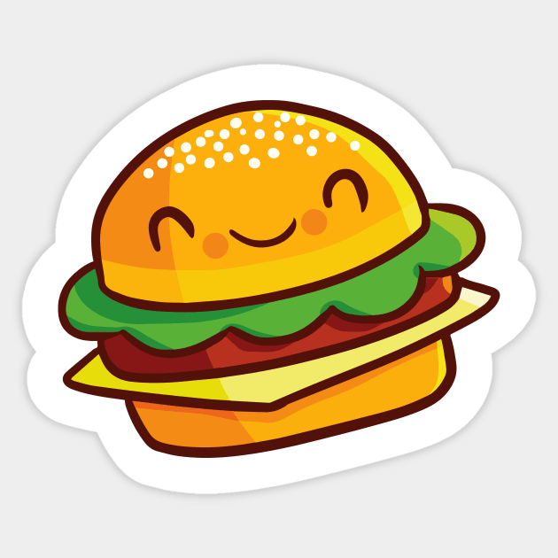 Cute and funny smiling hamburger - Smiling Hamburger - Sticker