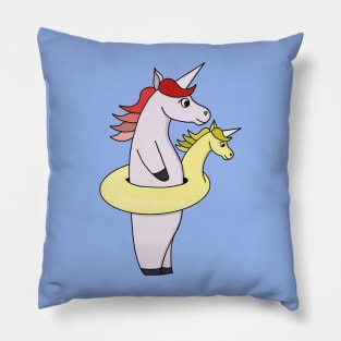 Unicorn using a unicorn-shaped pool float Pillow