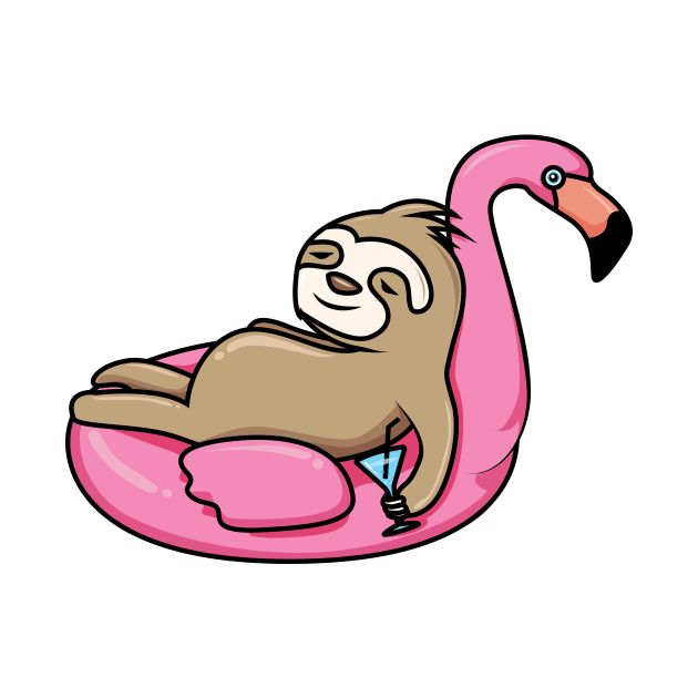 A lazy sloth floating on a flamingo by psanchez
