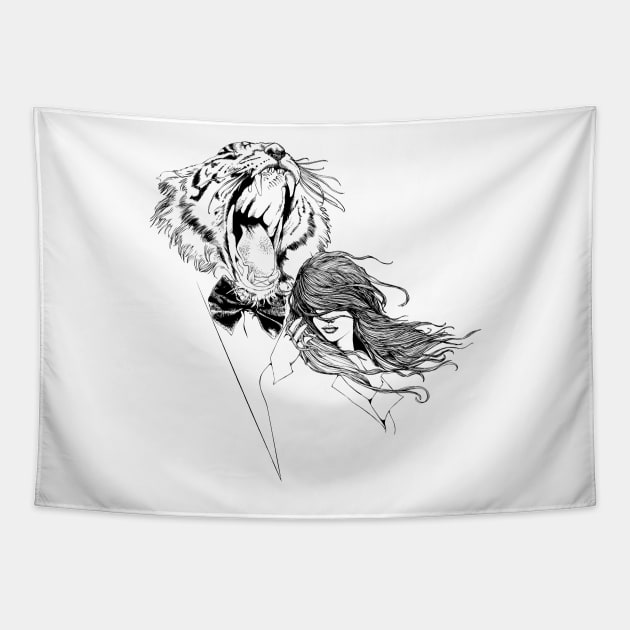 tiger roar Tapestry by huebucket