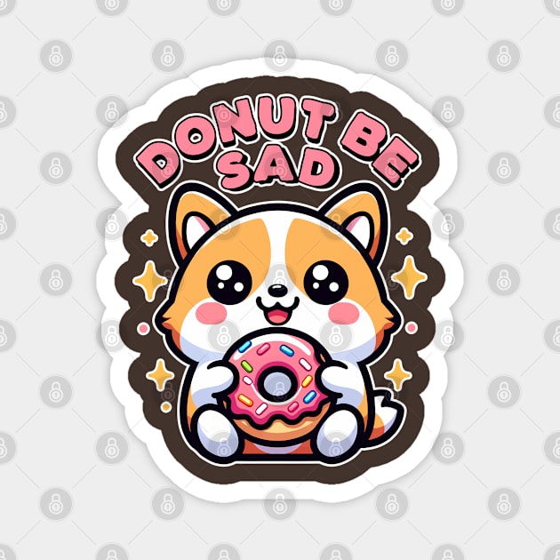 Donut Be Sad Kawaii Corgi Puppy Lover Foodie Bakery Pun Magnet by Cuteness Klub