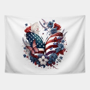 4th of July Floral Butterfly memorial day Tapestry
