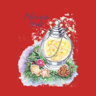 Blessed Yule: Watercolor winter solstice greeting T-Shirt
