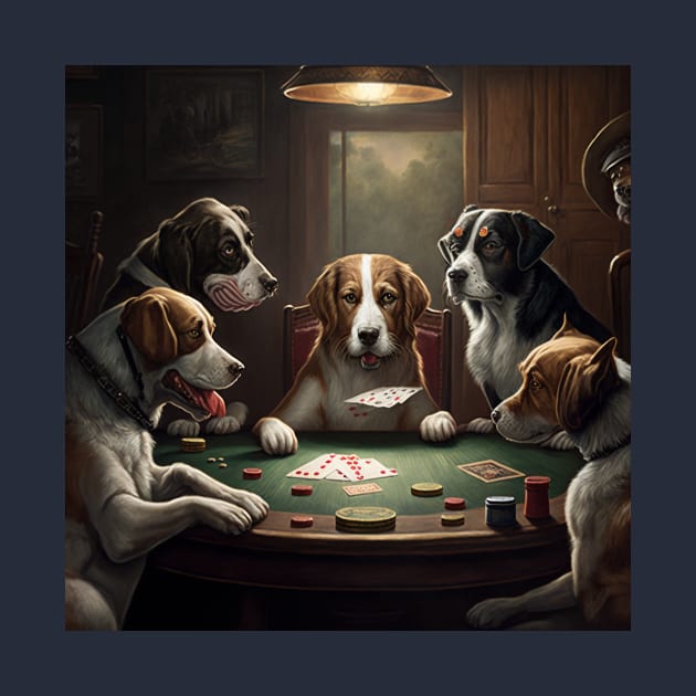 Funny Dogs Playing Poker by C.M. Coolidge illustration by KOTYA