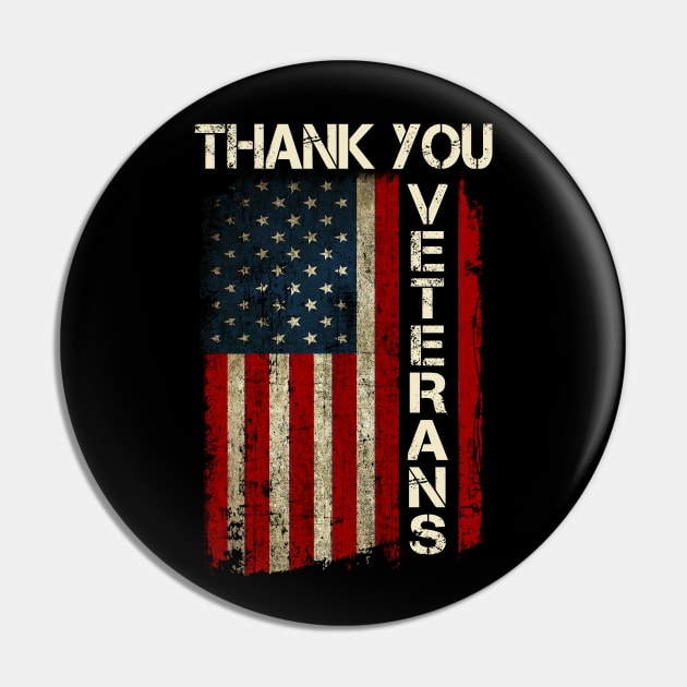 Patriotic American Flag Thank You Veterans For Men Women Kid Girl Boy Pin by Otis Patrick