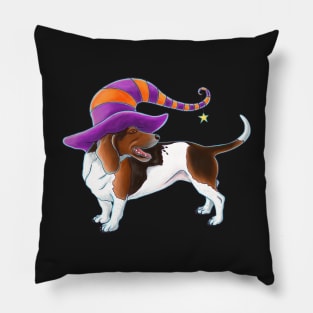 Basset Hound Halloween Witch Hat Pillow