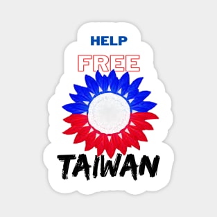 Help Free Taiwan - Red & Blue sunflower of hope Magnet