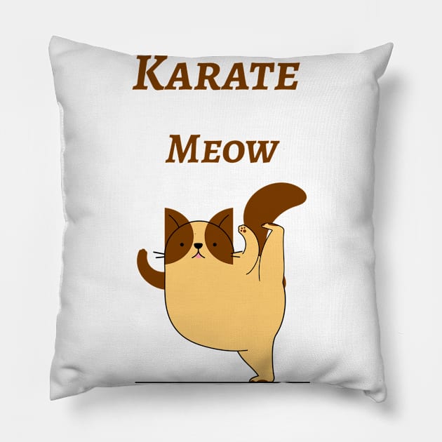 Karate Meow, Funny Kung Fu Cat , Ninja Cat Pillow by Abstract Designs