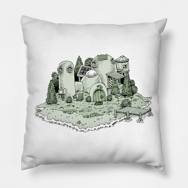 Island-house Pillow by awcomix