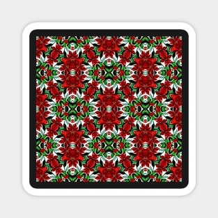 Red and Green Christmas Pattern Number 14 Magnet