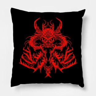 SAMURAI DEMON SKULL MASK RED Pillow