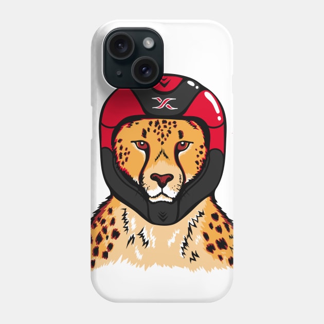 Cheetah wearing a helmet Phone Case by vesterias