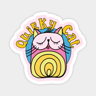 Quirky Cat Pink Cat Magnet