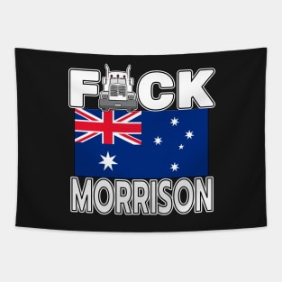 CONVOY TO CANBERRA FREEDOM RALLY AUSTRALIA FLAG HEARTS DESIGN WHITE LETTERS F-CK MORRISON Tapestry