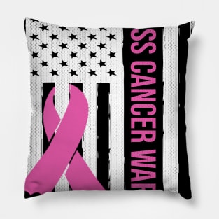 BadAss Breast Cancer Warrior USA Flag Breast Cancer Awareness Month Pillow