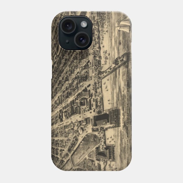 Vintage Pictorial Map of Asbury Park NJ (1910) Phone Case by Bravuramedia