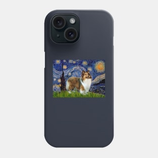 Starry Night Adaptation Featuring a Shetland Sheepdog Phone Case