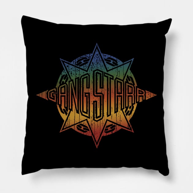 Retro Colors Gangstarr Pillow by Linefingerart