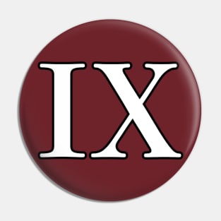 Roman Numeral 9 IX Pin