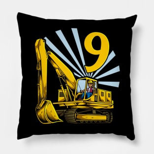 Excavator 9 year old birthday Pillow