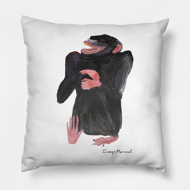 Chimp laughter Pillow by diegomanuel